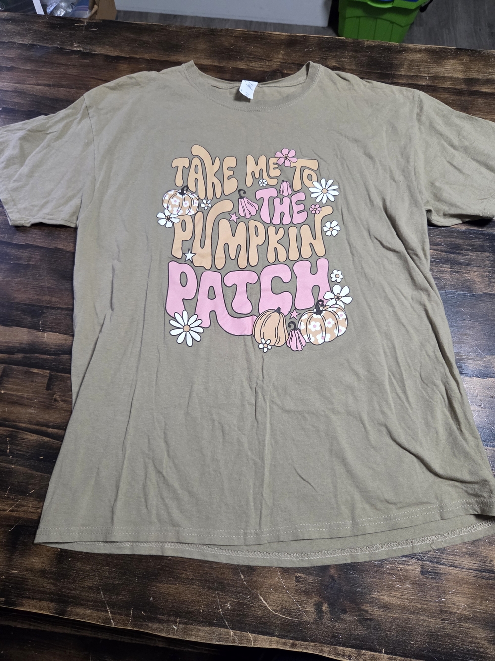 Take Me to the Pumpkin Patch Graphic Ladies Tee - Olive